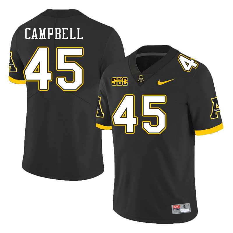 Men #45 Nick Campbell Appalachian State Mountaineers College Football Jerseys Stitched-Black